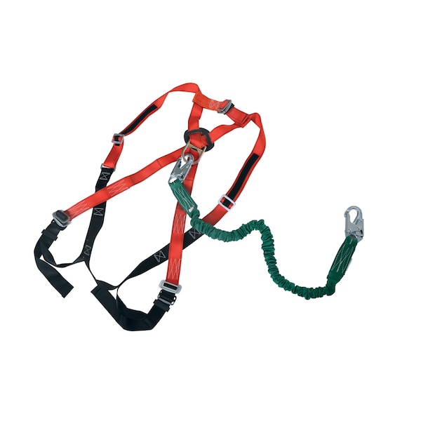 Red Work Platform Harness with 6" Lanyard Size Small 350 lb Capacity